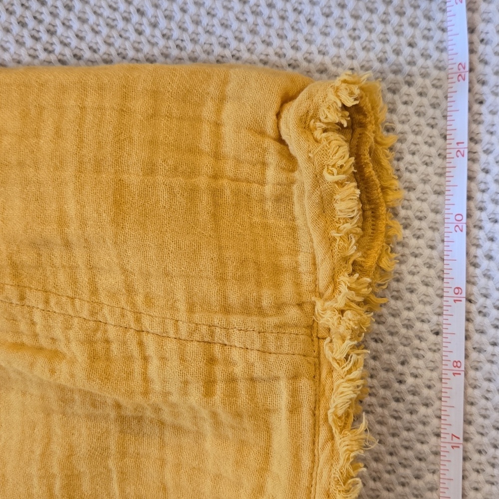 Eileen Fisher Yellow Cap Sleeve Dress, Pockets, Fringe Bottom, Fits Up To 1x - Picture 9 of 9
